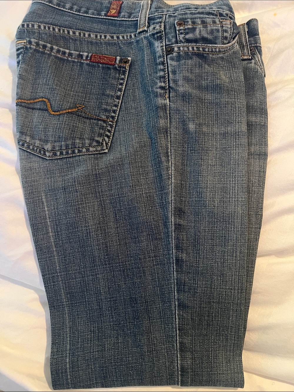 7 For All Mankind Women's Mid-Blue Straight Jeans